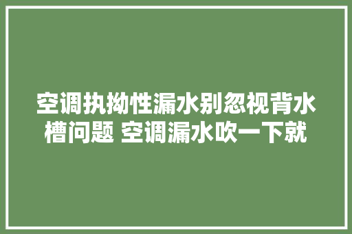 空调执拗性漏水别忽视背水槽问题 空调漏水吹一下就好