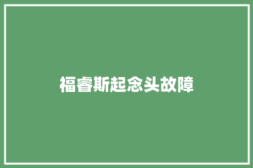 福睿斯起念头故障