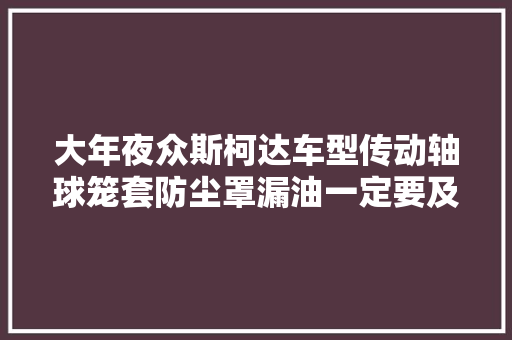大年夜众斯柯达车型传动轴球笼套防尘罩漏油一定要及时更换