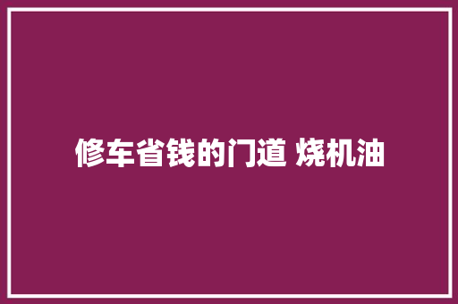 修车省钱的门道 烧机油