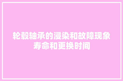 轮毂轴承的浸染和故障现象寿命和更换时间
