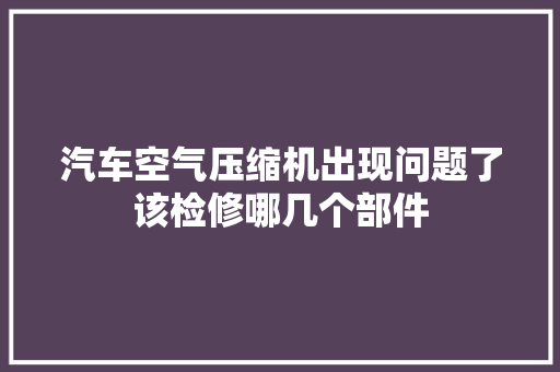 汽车空气压缩机出现问题了该检修哪几个部件