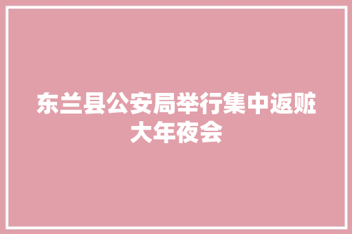 东兰县公安局举行集中返赃大年夜会