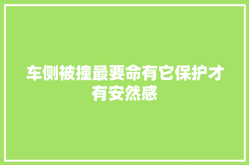 车侧被撞最要命有它保护才有安然感