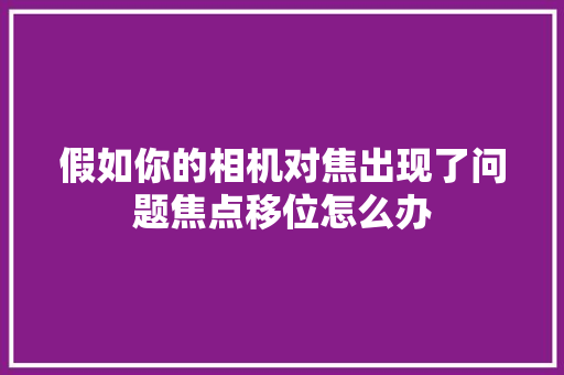 假如你的相机对焦出现了问题焦点移位怎么办