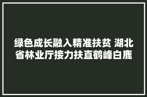 绿色成长融入精准扶贫 湖北省林业厅接力扶直鹤峰白鹿村