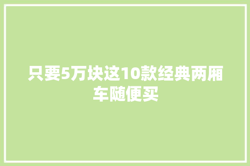 只要5万块这10款经典两厢车随便买