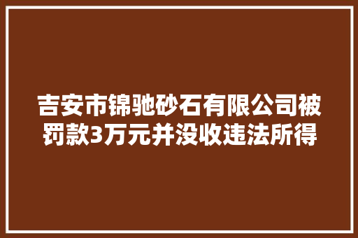 吉安市锦驰砂石有限公司被罚款3万元并没收违法所得126万元