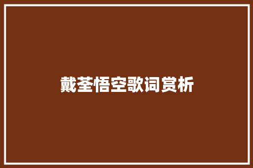 戴荃悟空歌词赏析