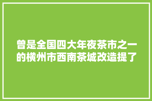曾是全国四大年夜茶市之一的横州市西南茶城改造提了九年为何迟迟不动