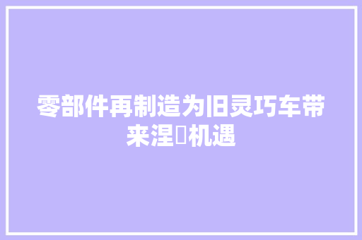 零部件再制造为旧灵巧车带来涅槃机遇