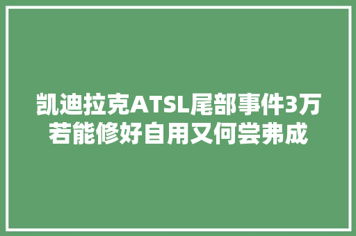 凯迪拉克ATSL尾部事件3万若能修好自用又何尝弗成