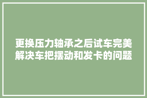 更换压力轴承之后试车完美解决车把摆动和发卡的问题