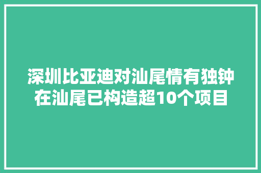 深圳比亚迪对汕尾情有独钟在汕尾已构造超10个项目