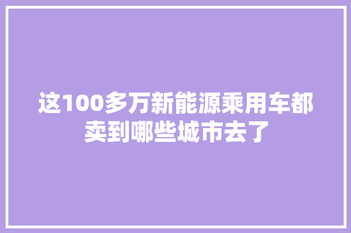 这100多万新能源乘用车都卖到哪些城市去了