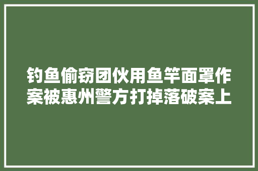 钓鱼偷窃团伙用鱼竿面罩作案被惠州警方打掉落破案上百起