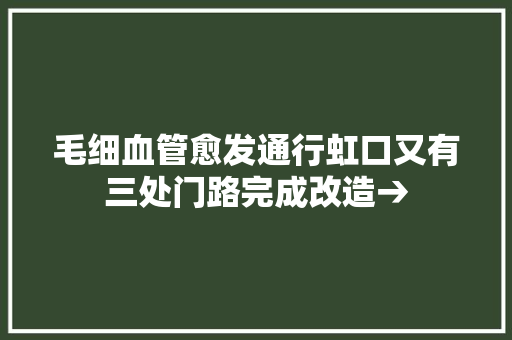 毛细血管愈发通行虹口又有三处门路完成改造→