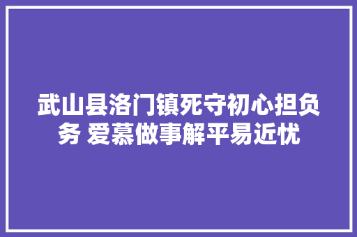 武山县洛门镇死守初心担负务 爱慕做事解平易近忧