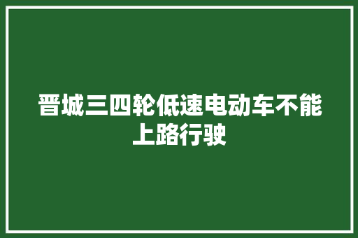 晋城三四轮低速电动车不能上路行驶