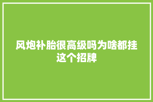 风炮补胎很高级吗为啥都挂这个招牌