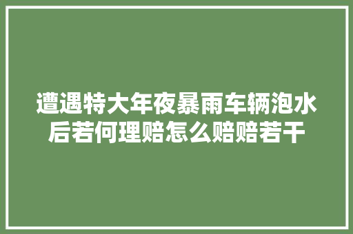 遭遇特大年夜暴雨车辆泡水后若何理赔怎么赔赔若干