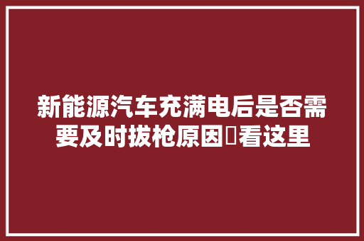 新能源汽车充满电后是否需要及时拔枪原因​看这里