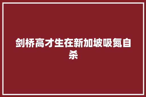 剑桥高才生在新加坡吸氮自杀