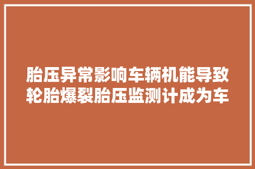 胎压异常影响车辆机能导致轮胎爆裂胎压监测计成为车辆设备