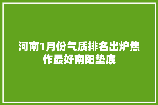 河南1月份气质排名出炉焦作最好南阳垫底