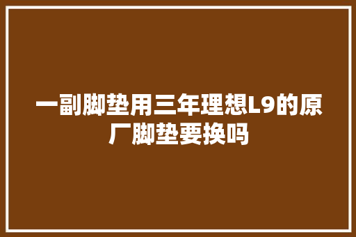 一副脚垫用三年理想L9的原厂脚垫要换吗
