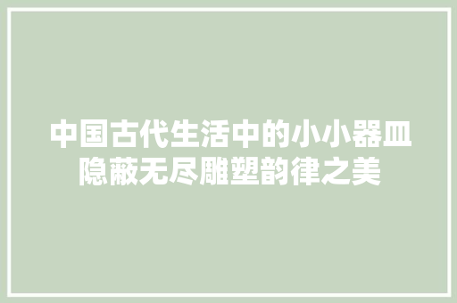 中国古代生活中的小小器皿隐蔽无尽雕塑韵律之美