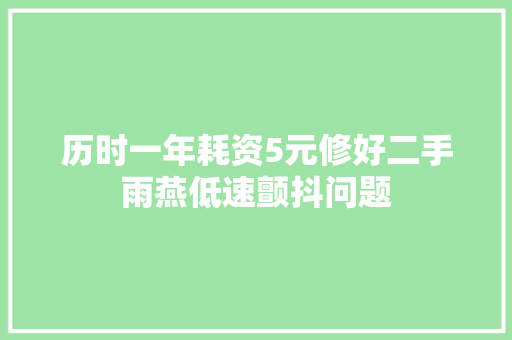 历时一年耗资5元修好二手雨燕低速颤抖问题 汽车知识