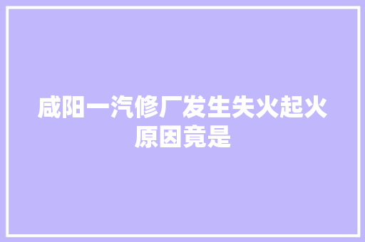 咸阳一汽修厂发生失火起火原因竟是