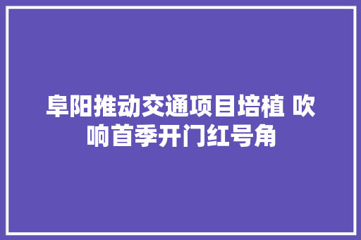 阜阳推动交通项目培植 吹响首季开门红号角