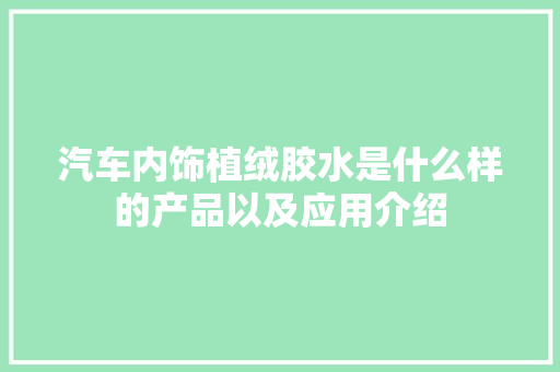汽车内饰植绒胶水是什么样的产品以及应用介绍