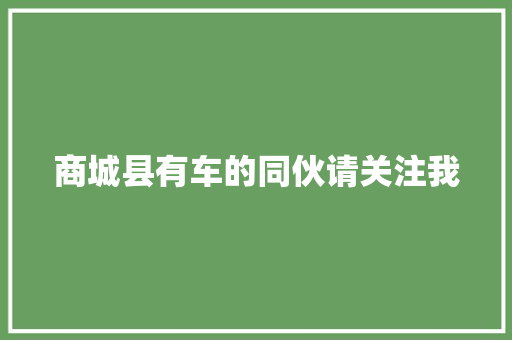 商城县有车的同伙请关注我