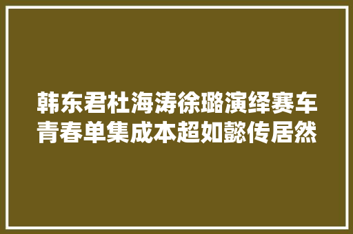 韩东君杜海涛徐璐演绎赛车青春单集成本超如懿传居然还抠图  第1张