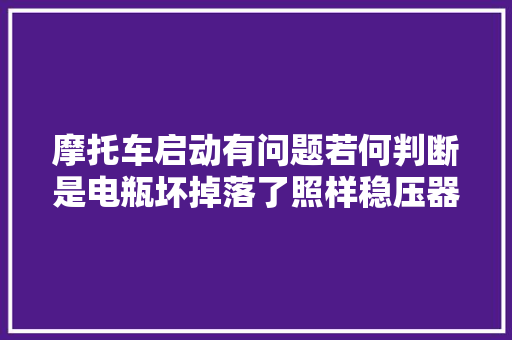 摩托车启动有问题若何判断是电瓶坏掉落了照样稳压器坏掉落了