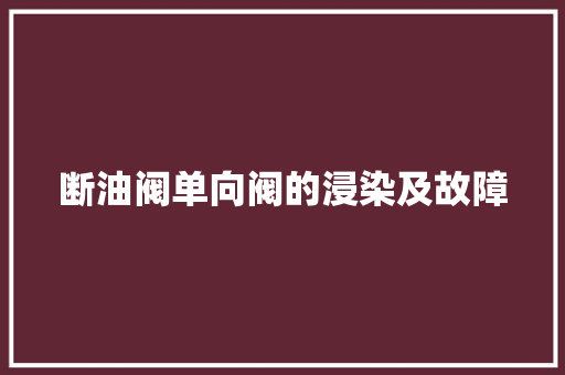 断油阀单向阀的浸染及故障