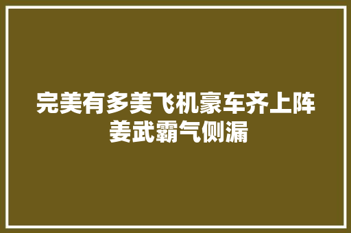 完美有多美飞机豪车齐上阵 姜武霸气侧漏 汽车知识