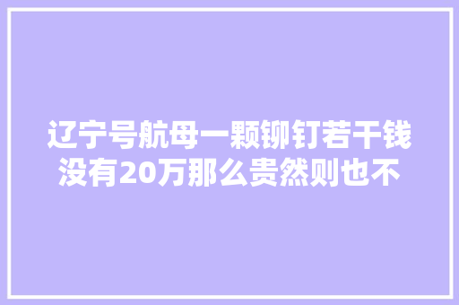 辽宁号航母一颗铆钉若干钱没有20万那么贵然则也不便宜