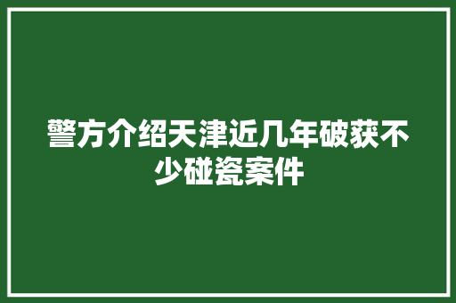 警方介绍天津近几年破获不少碰瓷案件