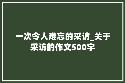 一次令人难忘的采访_关于采访的作文500字