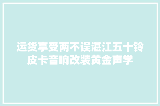 运货享受两不误湛江五十铃皮卡音响改装黄金声学
