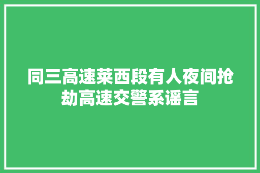同三高速莱西段有人夜间抢劫高速交警系谣言