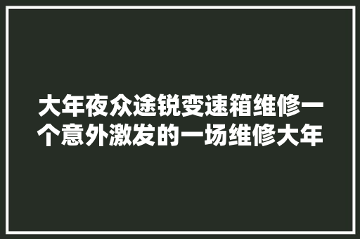 大年夜众途锐变速箱维修一个意外激发的一场维修大年夜案