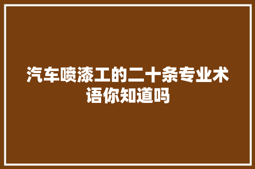 汽车喷漆工的二十条专业术语你知道吗