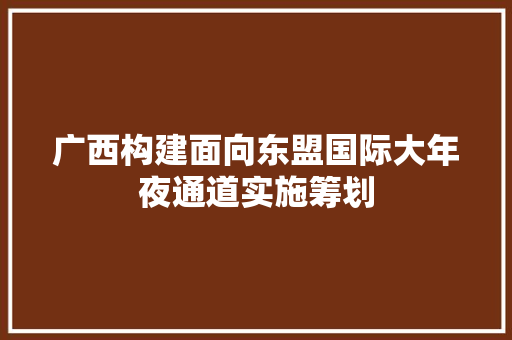 广西构建面向东盟国际大年夜通道实施筹划