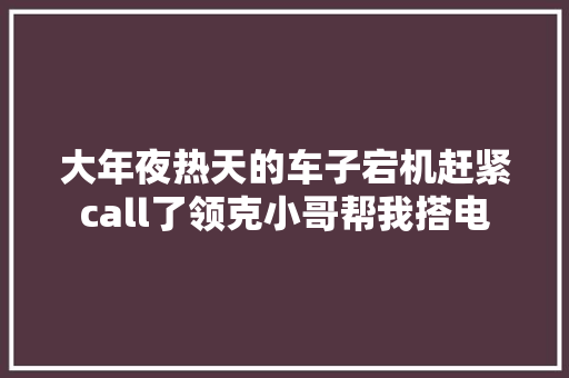 大年夜热天的车子宕机赶紧call了领克小哥帮我搭电