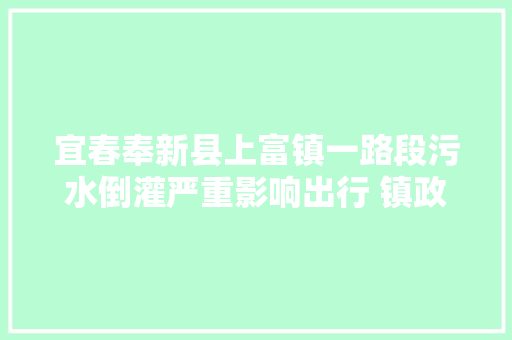 宜春奉新县上富镇一路段污水倒灌严重影响出行 镇政府回应